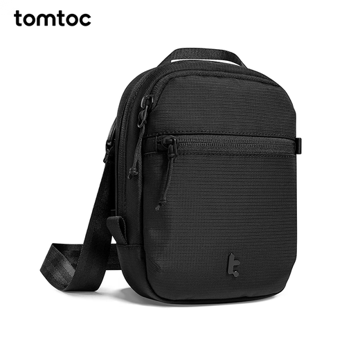 TomToc Crossbody Bag portátil de viaje portátil Mochila informal y liviana Bag de teléfono móvil Bag antirrobo Bag-On Bag T37 Negro 1.3L Viaje ligero