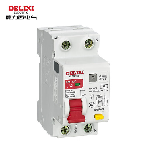 DELIXI ELECTRIC leakage protector circuit breaker with leakage switch DZ47vLE DZ47vLE 2P C32A