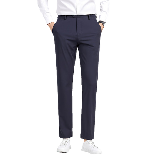 Lilang Silkworm/pantalones casuales de seda para hombre, pantalones largos finos de verano 2025, elásticos, antiarrugas, rectos, sin hierro, negro H9896 29