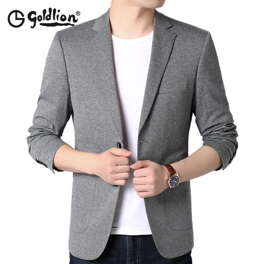 Jinlilai Casual Suit Casual's New Style Single Version Single Coreano Western Corea-Slim Fino Jaqueta delgada Tendencia Insignia Oficial 8076 Gray L 175