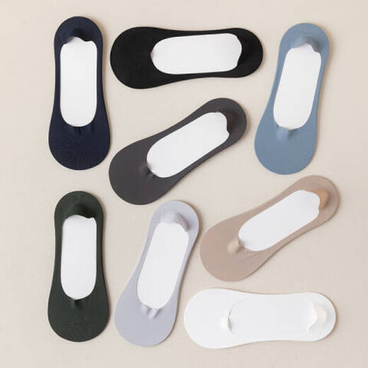 莫代尔袜子男船袜四季冰丝薄款隐形袜纯棉底防臭吸汗浅口防掉跟男士短袜 白色 卡其 雾蓝 墨绿 黑色   5双 均码 薄凉5双装