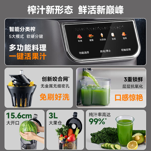BLAUPUNKT juicer original juice machine household residue juice separation juice machine ice cream machine fully automatic large diameter fruit and vegetable juicer high juice easy cleaning pure juice rate 99% starry sky gray