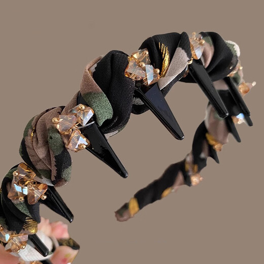 Idel oil painting girl rhinestone headband female classic fashion ink painting wavy sawtooth headband high skull top show face small hair accessories