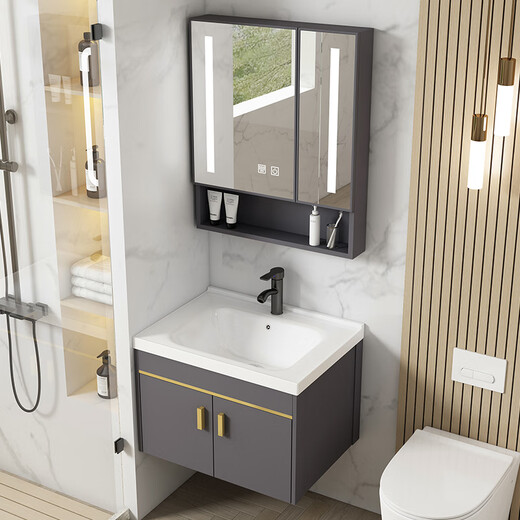 
DAFIFY small apartment bathroom cabinet bathroom wash basin cabinet combined ceramic integrated basin balcony wash basin sink basin 1618 hanging cabinet 4837cm mirror cabinet