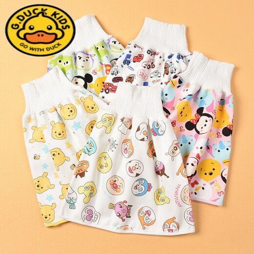 G.DUCKKIDS Summer baby urination skirt leak-proof diaper pants baby bed wetting artifact pure cotton diapers training pants urine pad new urination skirt-colored Mickey Mouse 1 package Small size (recommended to be 0-3 years old)