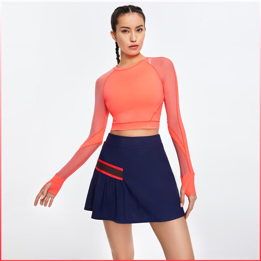 La fièvre des particules arbore des manches longues printemps et d'été léger et beau dos court yoga fitness décontracté top 01483 fluorescent orange-314 s
