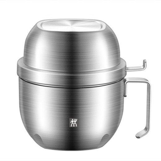 Zwilling (Henckel) Germany 304 stainless steel fast food cup with lid food grade rice jar lunch box special dining bowl for primary school students and office workers 304 steel fast food cup + high lid + grid bowl