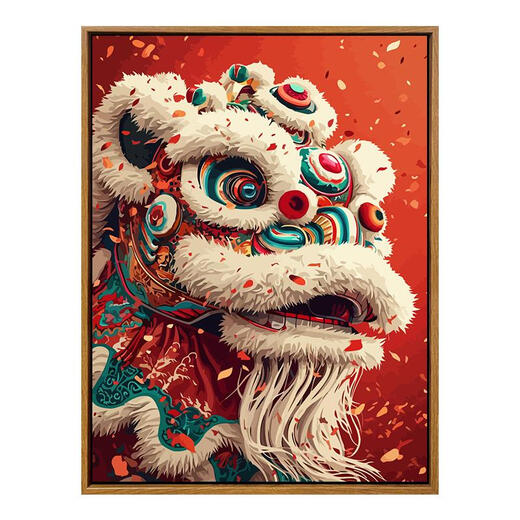三栖虎中国风醒狮数字油画diy填充填色龙新年手工绘油彩画装饰挂画 SJ13915 40*50cm绷好加厚内框