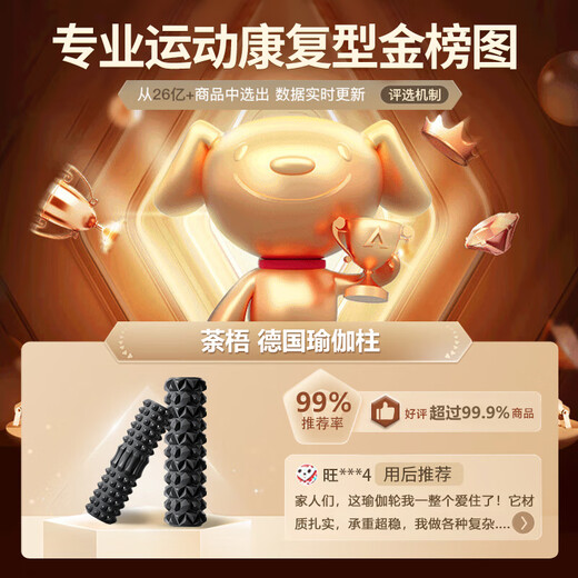 荼梧德国瑜伽柱滚轴按摩棒肌肉放松专业男士浮点滚筒轴瘦腿滚背泡沫轴 【钻石款】45cm黑色泡沫轴
