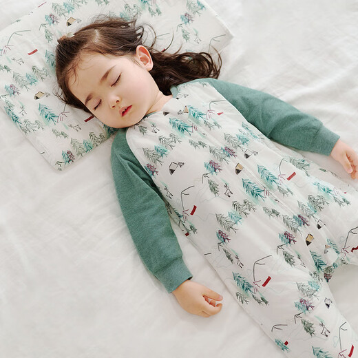 Nest designs baby sleeping bag bamboo cotton gauze six-layer long-sleeved baby split-leg anti-kick quilt for all seasons forest path 90 yards