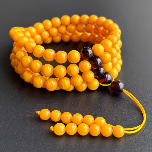 Yuzhi 1 item 1 certificate 1 shot beeswax bracelet for women 108 beads rosary natural amber bracelet bead diameter 7.4mm 25.11g G354