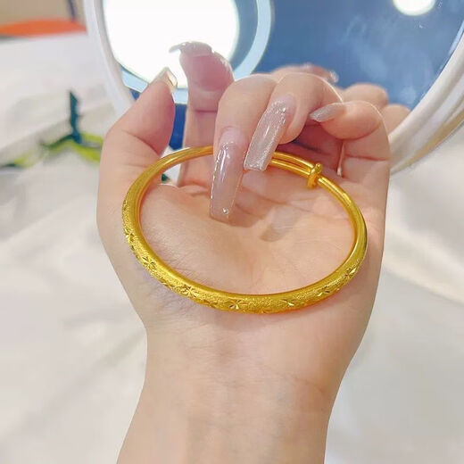 Linzimo Hong Kong gold 18K glossy bracelet for women, real gold 18K meteor shower bracelet, gold shop bracelet, holiday gift for wife, 26g glossy bracelet (gives ring)