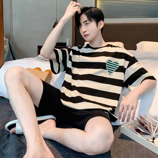 He Jiagong Crayon Shin-shirt Summer Cotton Home Suit Boy Printing Trendy Teenagers Plus Size Set 6628 Cat and Mouse M Student [90-115Jin [Jin equals 0.5 kg]]