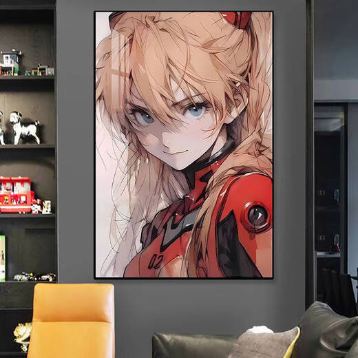 咏幻福音战士挂画明日香绫波丽装饰画初号机动漫女孩玄关画 EVA05 80*12035MM厚铝合金拉丝金色