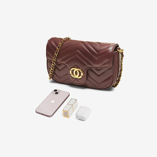 
Best 2025 Winter Shopping Mall New Chain Small Square Bag Fashion Trendy One-Shoulder Crossbody Bag Women's TY053DX5 Burgundy F