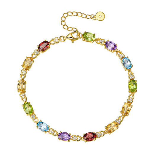 IL&CO Youke Light Luxury 925 Silver Multi-Color Gemstone Bracelet Women's Colorful Bracelet Birthday Valentine's Day Gift for Girlfriend and Wife