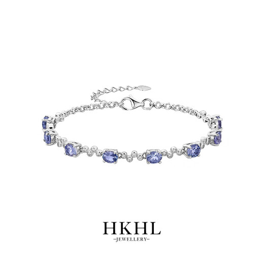 HKHL 925银天然坦桑蓝宝石手链女高级感轻奢手环小众银饰女生生日礼物 天然坦桑石手链（链长可调节）