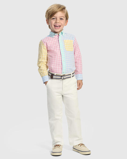 GYMBOReeGymboree Boys and Toddlers Long Sleeve Button-Down Shirt, Plaid Color Block, 10 Plaid Color Block 10