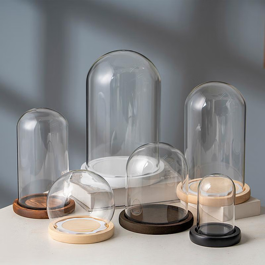 
Yonghuan glass cover spherical support rod ornament display box charcoal burning snap 1517+ antique wood A base