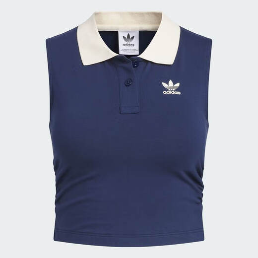 阿迪达斯 （adidas）【劲浪体育】女子三叶草短款运动紧身翻领背心KE3893 图色 S