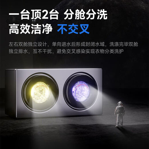 KANGYAN wall-mounted double-barrel drum underwear fully automatic washing machine baby small double-compartment washing machine washing and drying mini special socks washing lazy artifact three barrels random combination Star Gray Desktop Model Fully Automatic Washing and Drying丨Pasteurization丨Stainless Steel Liner