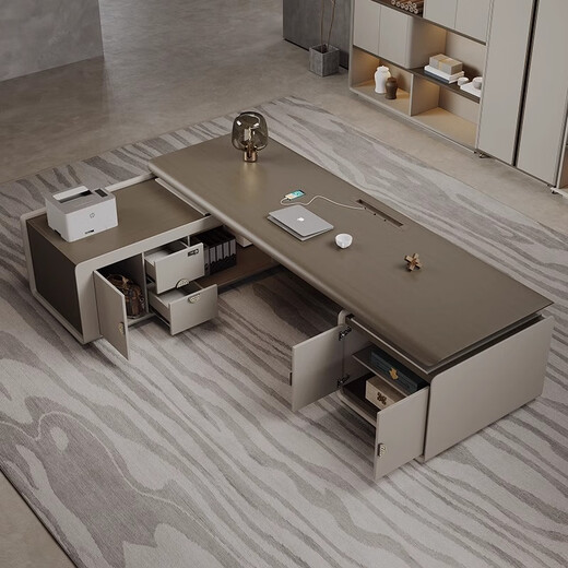 Hanjitangyu simple president desk high-end office chair combination chairman boss desk office executive desk computer workbench 2.4 meters executive desk without side cabinets