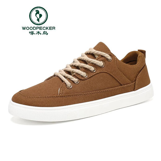 Woodpecker Chaussures pour hommes noirs 2025 Printemps Nouveaux chaussures de toile à tendance épaisses Chaussures de style coréen pour hommes Chaussures de planche 6636 Black and White 42