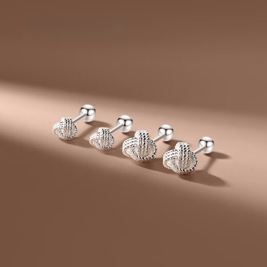 Century-old Fengxiang 999 sterling silver earrings for women Ruyi knot design, simple and compact, versatile for commuting and sleeping without picking up new sterling silver Ruyi knot screw earrings, large pair