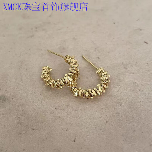 XMCK Old Phoenix 999 sterling silver pure silver fashion light luxury broken silver a few ounces geometric temperament versatile earrings celebrity earrings broken silver a few ounces silver