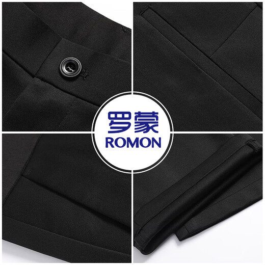 ROMON casual pants men's four-season trendy trousers for young and middle-aged people loose commuting business elastic versatile pants black 36