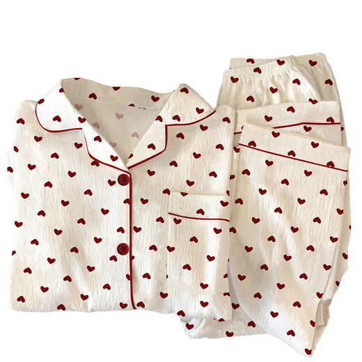 Antártico Gentle Girl Girl's Heart Cardigan Pajamas se puede usar afuera en la primavera Nuevo ropa de tela arrugada de ropa de manga larga KK3523# M 170 [sugerido 80-100Jin [Jin iguala 0.5 kg]]]