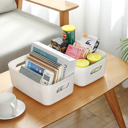 Jewelry and hair accessories storage cosmetics snacks desktop dormitory storage box home kitchen organization plastic storage box hair accessories box-medium-white-1 piece