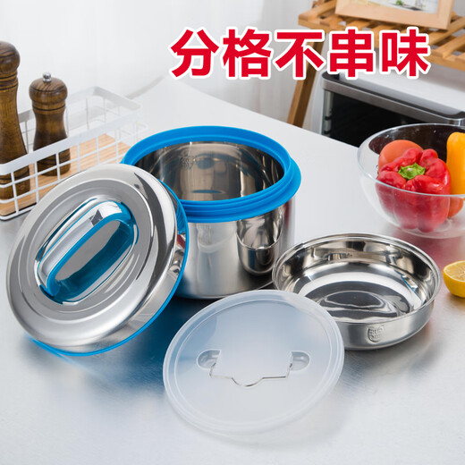 Zhewe Edelstahl 2-layer-Isolierung Lunchbox Großkapazität Isolierung Eimer Handheldsuppenschaufel Erwachsener Reisschaufel Suppe SN4877 3L Rot (201 Material)