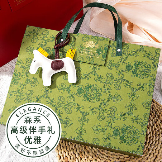 Moosen (moosen) souvenir annual meeting, school banquet gift thermos cup gift set for female teacher gifts practical fan-six-piece set-green [high quantity and high price]