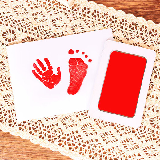 ROSHK baby and toddler wash-free special red gold ink pad 100 days commemorative hand and foot print hand and foot print ink box baby special hand and foot print ink pad large gold suitable for babies between 0-18 months