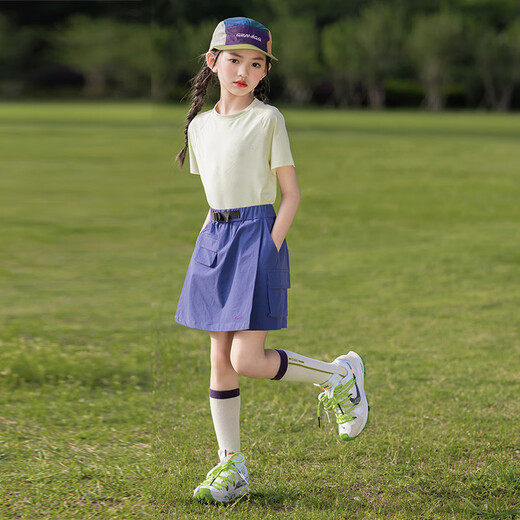 奥特曼儿童装女童短袖套装夏季薄款2025新款女孩大童洋气休闲裙裤夏装S 19152黄色+2240蓝色 150 cm