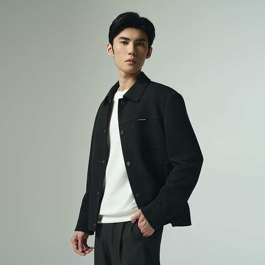 Lilang Heavy Jacket Men's Lapel Textured Jacquard Casual Fashion 25 Autumn Jacket Short Men's G5QJK815