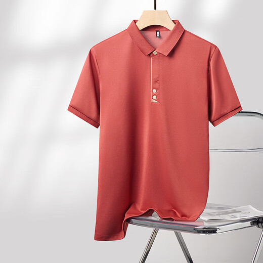 七匹狼新款中年男士短袖T恤爸爸装衣服夏装翻领上衣父亲男装polo衫休闲 9866黑色 XL 52/175