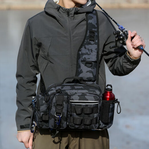 
Multifunctional Luer chest bag large waist bag tactical crossbody fishing fishing bag pole bag outdoor backpack black CP color