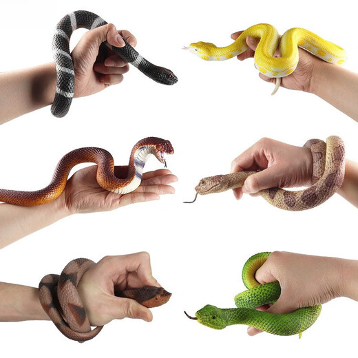 
Khakibet simulated animal model soft gel cobra python rattlesnake golden python green snake Halloween prank toy BY5009 tiger snake (solid TPR material)