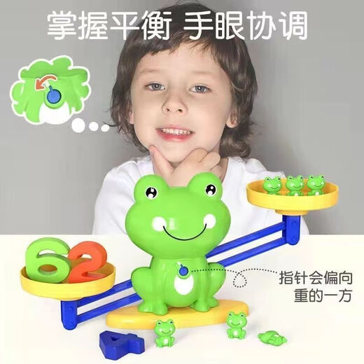 Joyncleon Juguetes para niños Balance de rana digital Educación temprana Capacitación de pensamiento lógico Padre-hijo Desarrollo interactivo Cognición extra grande [19 pesos + 10 números + 30 tarjetas