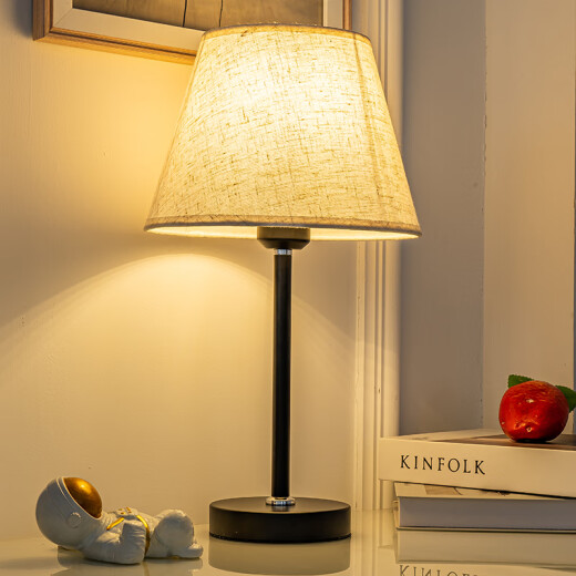 Lámpara de escritorio de noche de dormitorio Zhewei Lámpara de atenuación de celebridades de celebridad moderna lámpara de aprendizaje simple editora remota SN694 Lino negro pequeño + bombilla LED de tres colores [V Modelo] Interruptor de carga