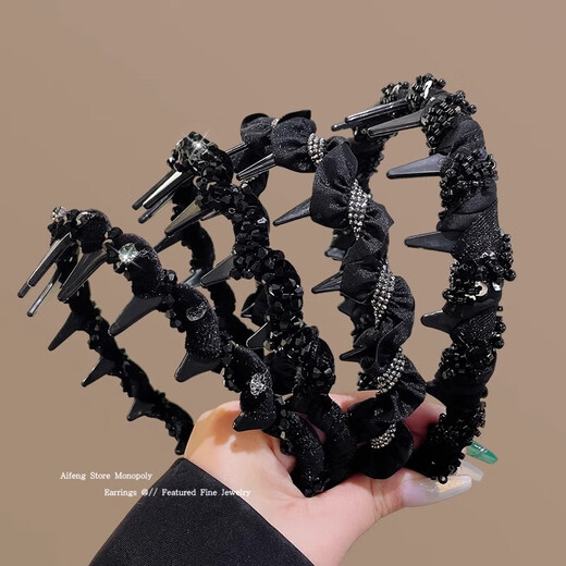 
Rhinestone Louis Paris Princess Headband Women's 2025 New Fluffy High Skull Headband Hair Crack Artifact Hair Card Black Black Bead Hairband