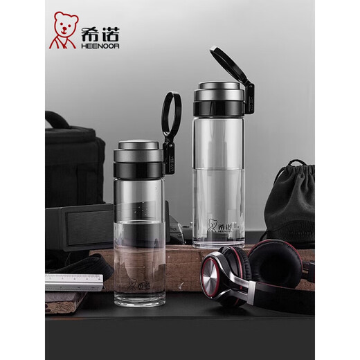 Copa de vidrio de Heenoor en espesas a alta temperatura resistente a la temperatura y mujer Copa de agua de una sola capa con filtro para la escuela portátil CUPA DE TEA DE TEA SUMER