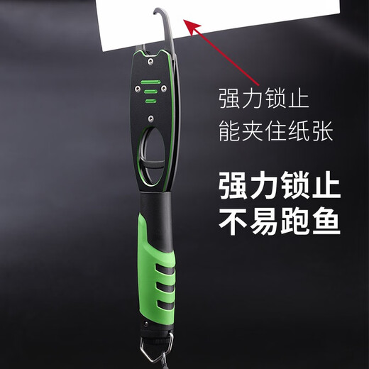 自上铝合金控鱼器带秤夹鱼器抓鱼路亚加长海钓钳子渔具钓鲢鳙锁鱼称鱼 级版绿色