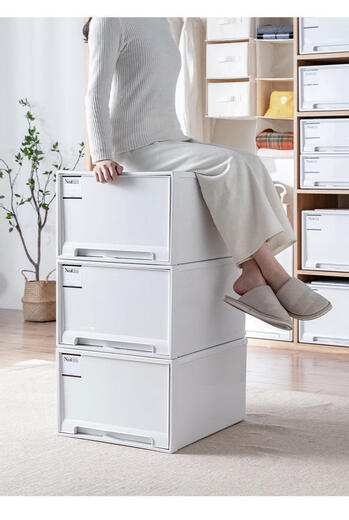 Armoire de rangement Sanqihu Type de garde-robe Boîte de rangement Boîte de rangement en plastique Armoire de rangement d'armoire de rangement simple 45-3523 Profondeur 45 * Largeur 35 * Hauteur 23cm White One-Pack Pure White Dirker Export Modèle d'exportation