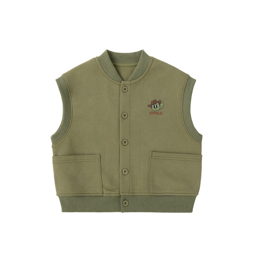 Dudu Home [Lindo impresión] Chapal de niños Autumn Boys Coat Girls Vest Large Knit Children's Cardigan Tendencia Militar Green 90