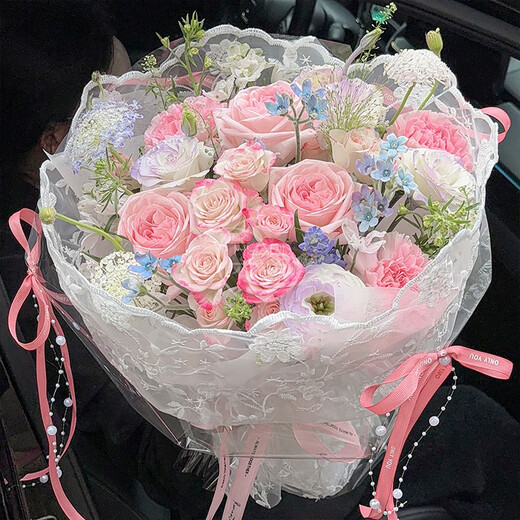 Baihuaguan Flower Express Rose Dopamine Bouquet Real Flower Niche Birthday Gift for Girlfriend Same City Delivery Within Hours Spring in the Palm | dyr78