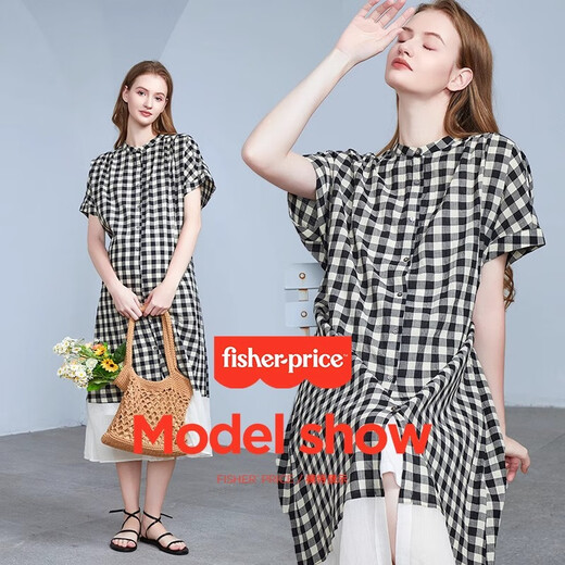 
Fisher-Price Fisher Maternity Dress Summer 2025 New Product Pure Cotton Plaid Short Sleeve Shirt Skirt Small Maternity Summer Clothing Plaid Dress L[130-155Jin[Jin equals 0.5 kg] is suitable for wearing]