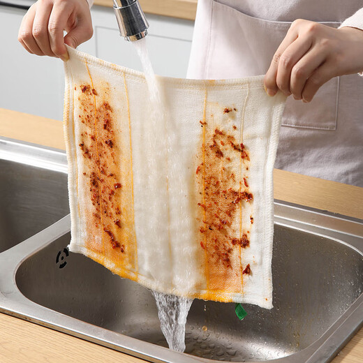 MARYYA scouring pad absorbs water and removes oil, kitchen towel, kitchen household absorbent rag, dishcloth, antibacterial rag 1 pack of 4 pieces, 10 layers of oleophobic mesh